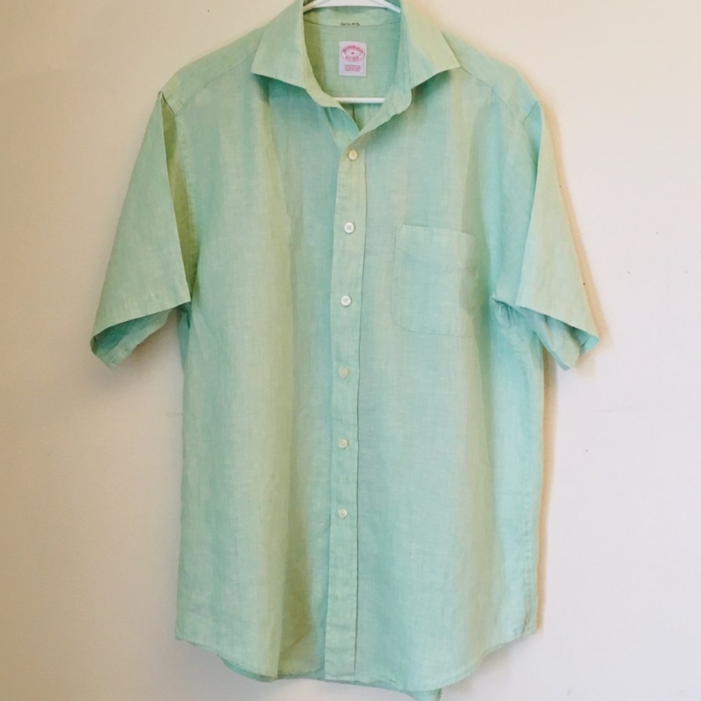 Brooks Brothers Green Irish Linen Shirt